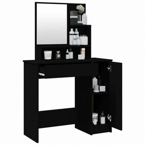 vidaXL ドレッシングテーブル ミラー付き ブラック 86.5x35x136cm家具 キャビネット&収納 洗面・化粧台ユニット 寝室用化粧用テーブル(代引不可)
