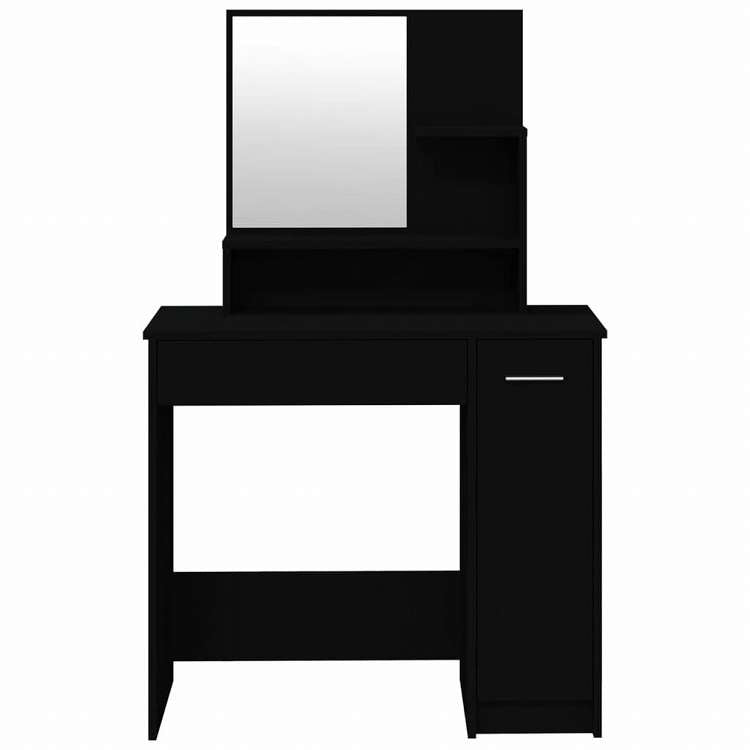 vidaXL ドレッシングテーブル ミラー付き ブラック 86.5x35x136cm家具 キャビネット&収納 洗面・化粧台ユニット 寝室用化粧用テーブル(代引不可)