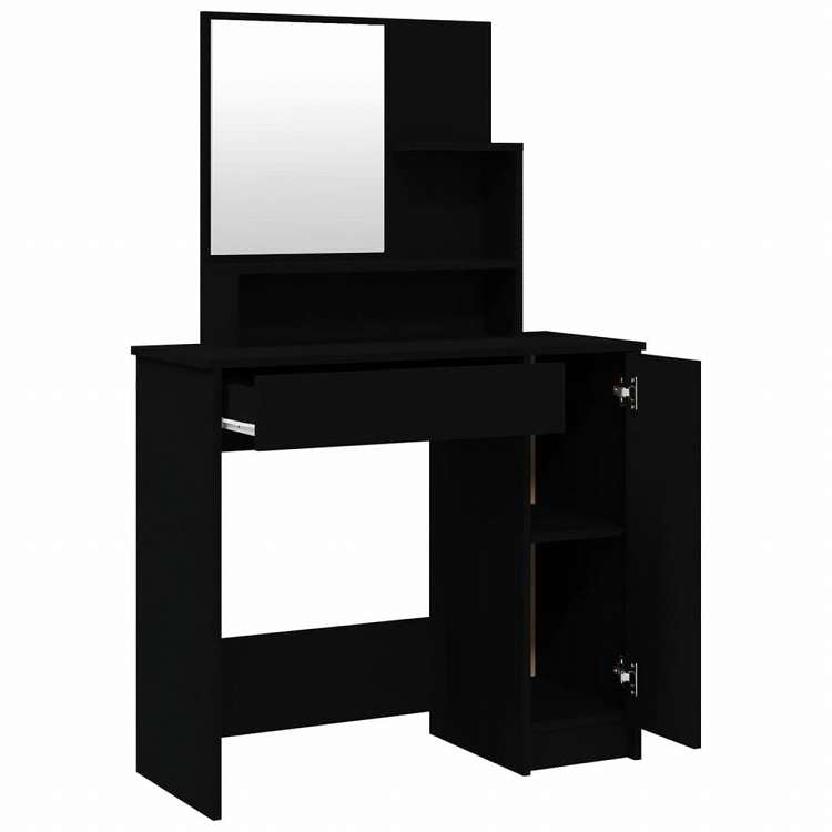 vidaXL ドレッシングテーブル ミラー付き ブラック 86.5x35x136cm家具 キャビネット&収納 洗面・化粧台ユニット 寝室用化粧用テーブル(代引不可)