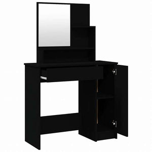 vidaXL ドレッシングテーブル ミラー付き ブラック 86.5x35x136cm家具 キャビネット&収納 洗面・化粧台ユニット 寝室用化粧用テーブル(代引不可)