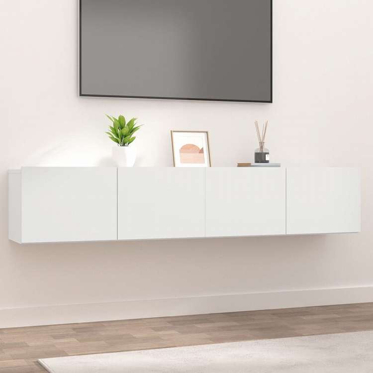 vidaXL テレビキャビネット 2点 ホワイト 80x30x30 cm エンジニアリングウッド家具 AVラック・テレビ台(代引不可)