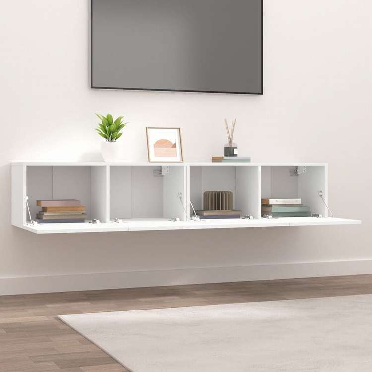 vidaXL テレビキャビネット 2点 ホワイト 80x30x30 cm エンジニアリングウッド家具 AVラック・テレビ台(代引不可)