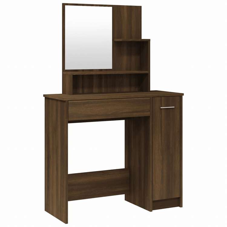 vidaXL ドレッシングテーブル ミラー付き ブラウンオーク 86.5x35x136cm家具 キャビネット&収納 洗面・化粧台ユニット 寝室用化粧用テーブル(代引不可)