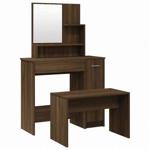 vidaXL ドレッシングテーブルセット ブラウンオーク 86.5x35x136cm家具 キャビネット&収納 洗面・化粧台ユニット 寝室用化粧用テーブル(代引不可)