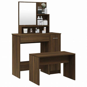 vidaXL ドレッシングテーブルセット ブラウンオーク 86.5x35x136cm家具 キャビネット&収納 洗面・化粧台ユニット 寝室用化粧用テーブル(代引不可)