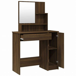 vidaXL ドレッシングテーブルセット ブラウンオーク 86.5x35x136cm家具 キャビネット&収納 洗面・化粧台ユニット 寝室用化粧用テーブル(代引不可)