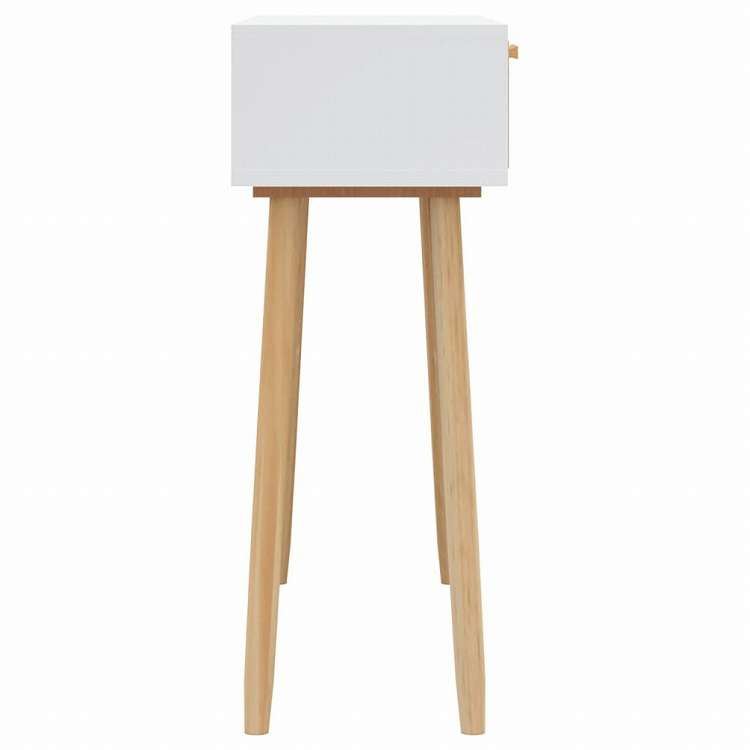 vidaXL コンソールテーブル ホワイト 80x30x75 cm パイン無垢材&天然ラタン家具 テーブル アクセントテーブル エンドテーブル(代引不可)