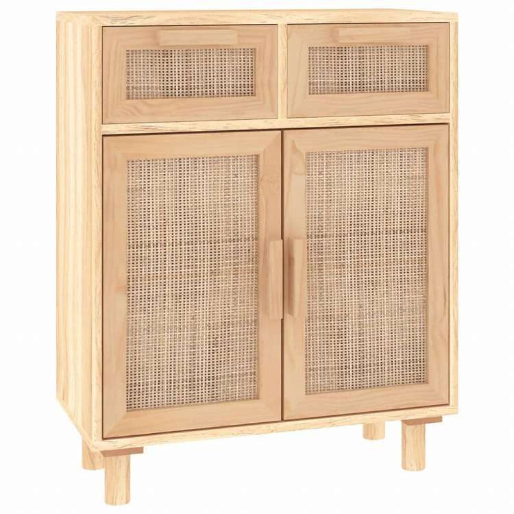 vidaXL サイドボード ブラウン 60x30x75 cm パイン無垢材&天然ラタン家具 キャビネット&収納 サイドボード(代引不可)