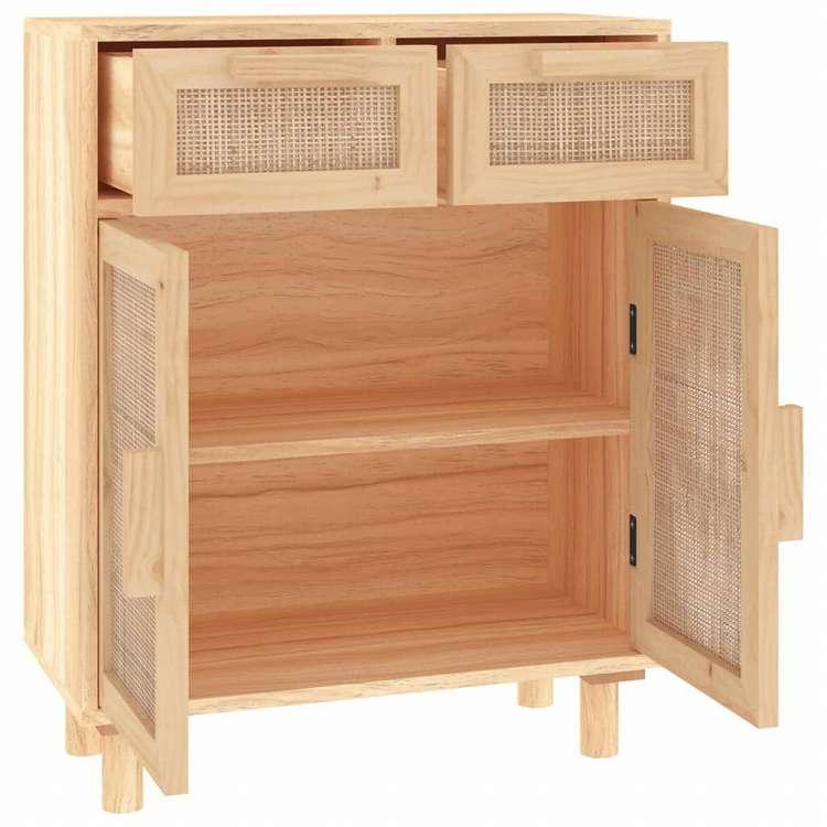 vidaXL サイドボード ブラウン 60x30x75 cm パイン無垢材&天然ラタン家具 キャビネット&収納 サイドボード(代引不可)
