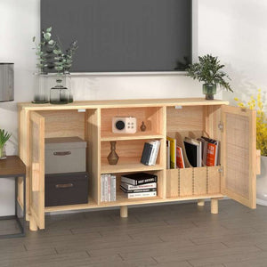 vidaXL サイドボード ブラウン 105x30x60 cm パイン無垢材&天然ラタン家具 キャビネット&収納 サイドボード(代引不可)