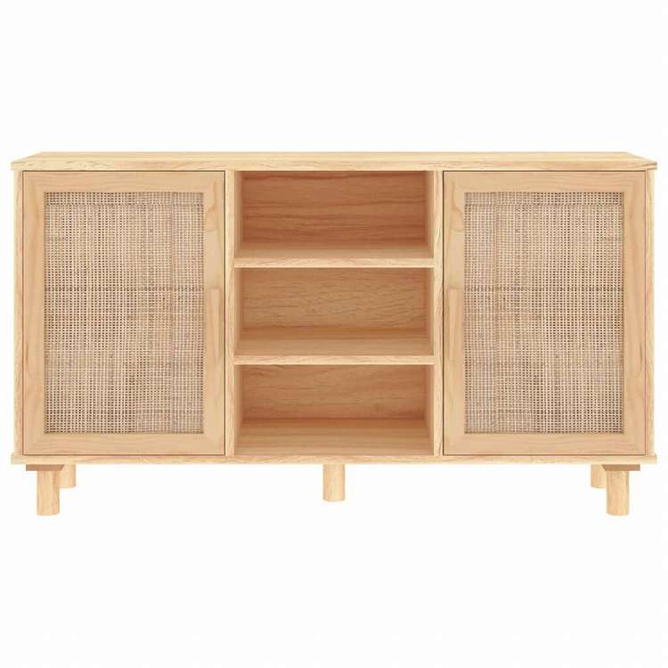 vidaXL サイドボード ブラウン 105x30x60 cm パイン無垢材&天然ラタン家具 キャビネット&収納 サイドボード(代引不可)