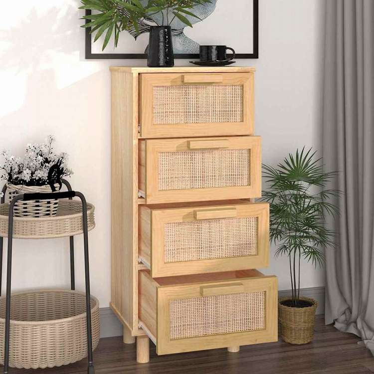 vidaXL サイドボード ブラウン 40x30x90 cm パイン無垢材&天然ラタン家具 キャビネット&収納 サイドボード(代引不可)