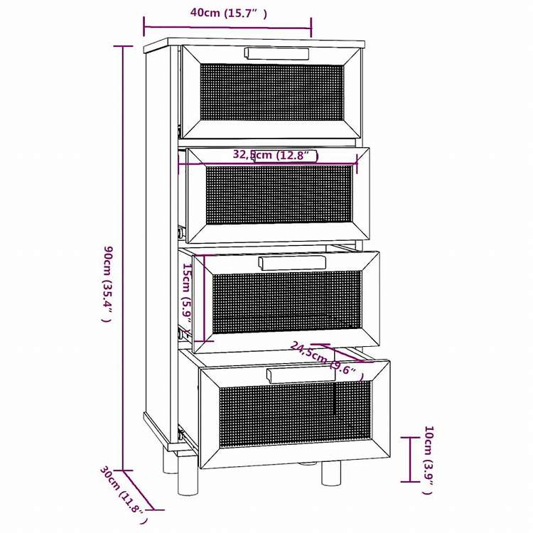 vidaXL サイドボード ブラウン 40x30x90 cm パイン無垢材&天然ラタン家具 キャビネット&収納 サイドボード(代引不可)