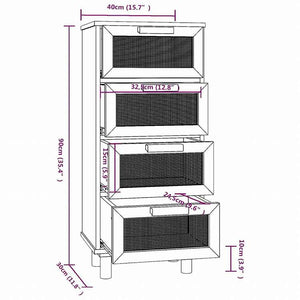 vidaXL サイドボード ブラウン 40x30x90 cm パイン無垢材&天然ラタン家具 キャビネット&収納 サイドボード(代引不可)