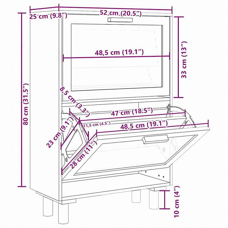 vidaXL シューズキャビネット ブラウン 52x25x80 cm エンジニアリングウッド&天然ラタンホーム&ガーデン 家事用品 収納&オーガナイザー 衣類・ワードローブ収納 シューズラック・整理収納(代引不可)