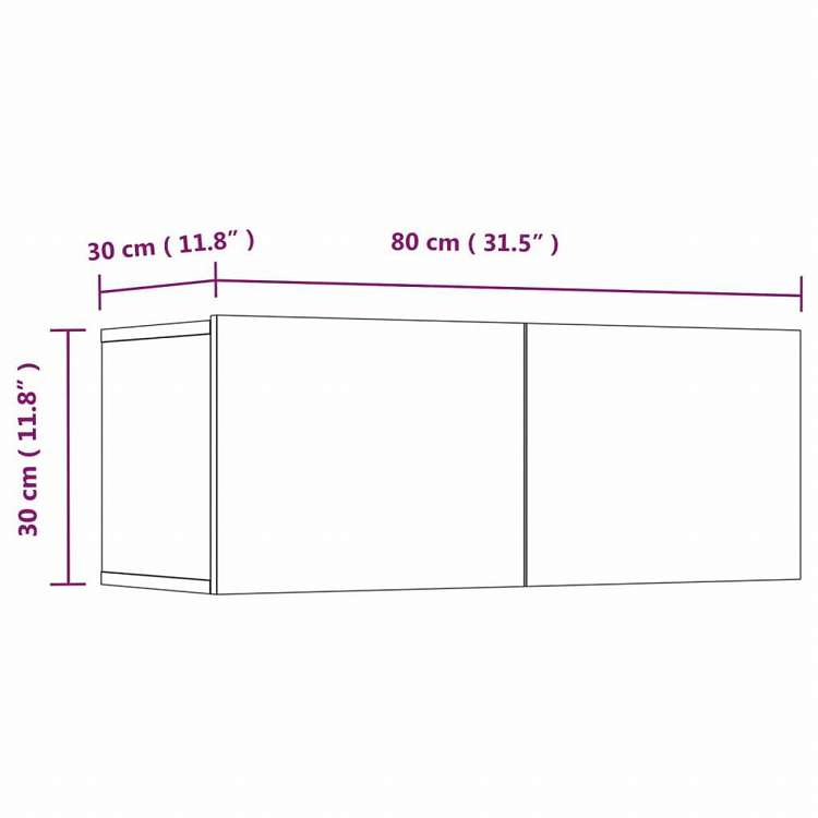 vidaXL テレビキャビネット 4点 ホワイト 80x30x30 cm エンジニアリングウッド家具 AVラック・テレビ台(代引不可)