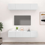 vidaXL テレビキャビネット 4点 ホワイト 80x30x30 cm エンジニアリングウッド家具 AVラック・テレビ台(代引不可)