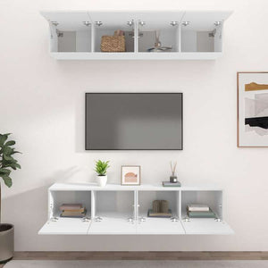 vidaXL テレビキャビネット 4点 ホワイト 80x30x30 cm エンジニアリングウッド家具 AVラック・テレビ台(代引不可)