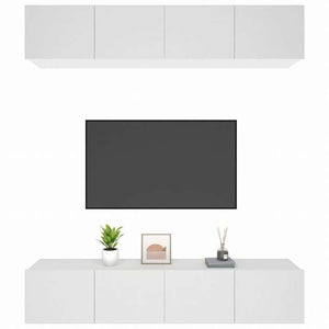 vidaXL テレビキャビネット 4点 ホワイト 80x30x30 cm エンジニアリングウッド家具 AVラック・テレビ台(代引不可)