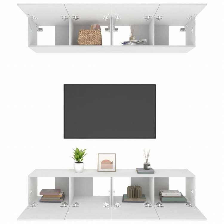 vidaXL テレビキャビネット 4点 ホワイト 80x30x30 cm エンジニアリングウッド家具 AVラック・テレビ台(代引不可)
