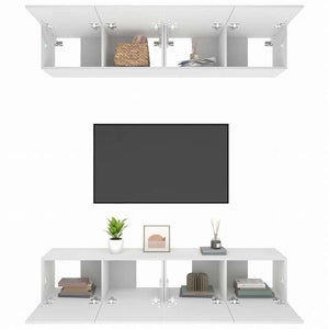 vidaXL テレビキャビネット 4点 ホワイト 80x30x30 cm エンジニアリングウッド家具 AVラック・テレビ台(代引不可)