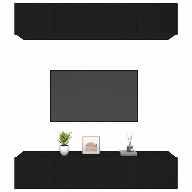 vidaXL テレビキャビネット 4点 ブラック 80x30x30 cm エンジニアリングウッド家具 AVラック・テレビ台(代引不可)