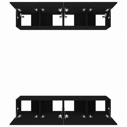 vidaXL テレビキャビネット 4点 ブラック 80x30x30 cm エンジニアリングウッド家具 AVラック・テレビ台(代引不可)