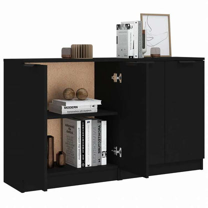 vidaXL サイドボード 2点 ブラック 60x30x70cm エンジニアリングウッド家具 キャビネット&収納 サイドボード(代引不可)