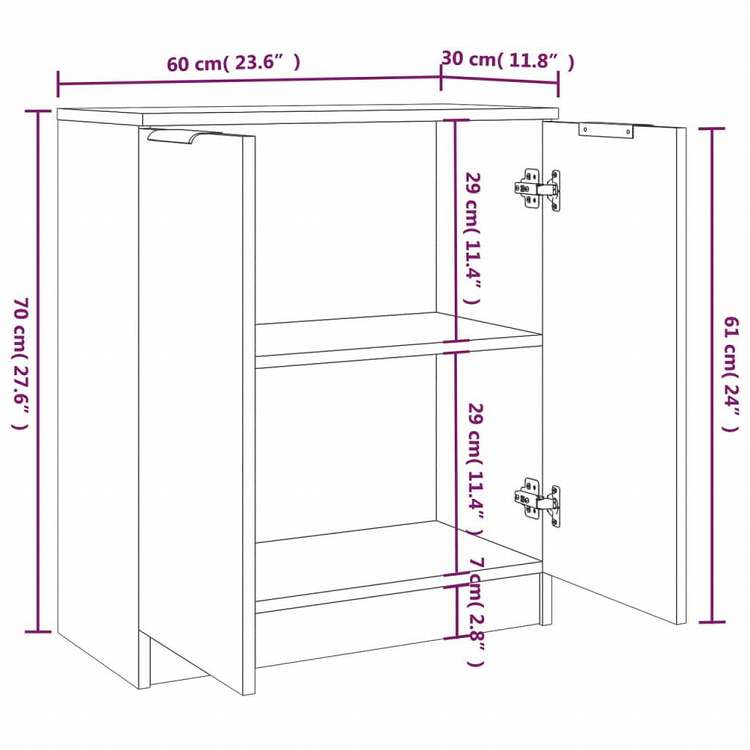 vidaXL サイドボード 2点 ブラウン オーク 60x30x70cm エンジニアリングウッド家具 キャビネット&収納 サイドボード(代引不可)