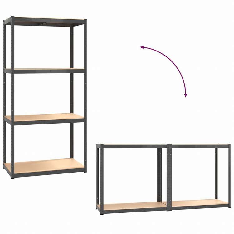 vidaXL 4段収納棚 アントラシート スチール&エンジニアリングウッドビジネス&工業用 工業用収納 業務用収納棚(代引不可)