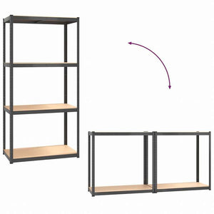 vidaXL 4段収納棚 アントラシート スチール&エンジニアリングウッドビジネス&工業用 工業用収納 業務用収納棚(代引不可)
