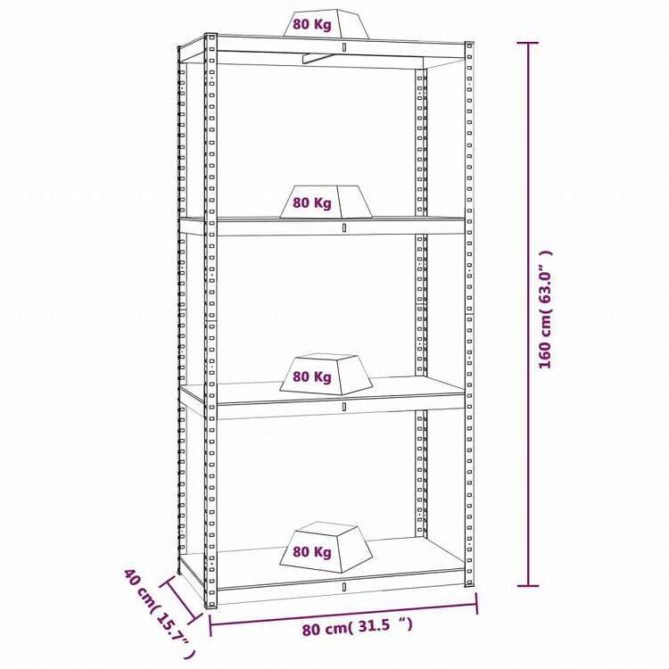 vidaXL 4段収納棚 アントラシート スチール&エンジニアリングウッドビジネス&工業用 工業用収納 業務用収納棚(代引不可)