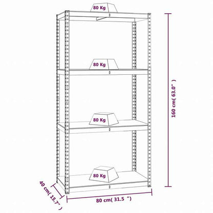 vidaXL 4段収納棚 アントラシート スチール&エンジニアリングウッドビジネス&工業用 工業用収納 業務用収納棚(代引不可)