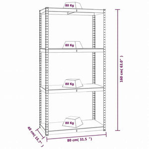 vidaXL 4段収納棚 アントラシート スチール&エンジニアリングウッドビジネス&工業用 工業用収納 業務用収納棚(代引不可)