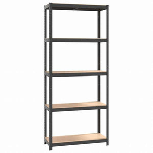 vidaXL 5段収納棚 アントラシート スチール&エンジニアリングウッドビジネス&工業用 工業用収納 業務用収納棚(代引不可)