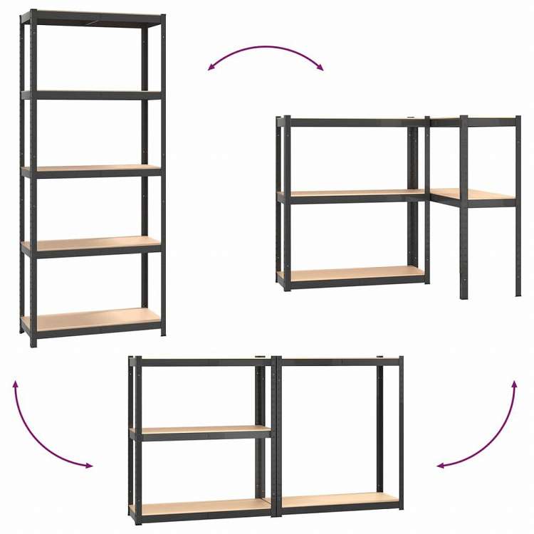 vidaXL 5段収納棚 アントラシート スチール&エンジニアリングウッドビジネス&工業用 工業用収納 業務用収納棚(代引不可)
