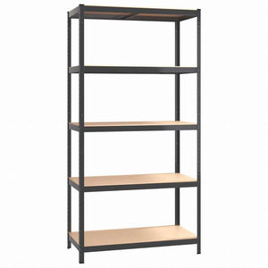 vidaXL 5段収納棚 アントラシート スチール&エンジニアリングウッドビジネス&工業用 工業用収納 業務用収納棚(代引不可)