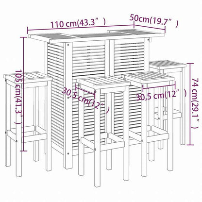 vidaXL ガーデンバー5点セット アカシア無垢材家具 アウトドア家具 屋外家具セット(代引不可)