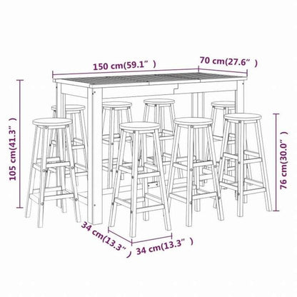 vidaXL ガーデンバーセット 9点セット アカシア無垢材家具 アウトドア家具 屋外家具セット(代引不可)