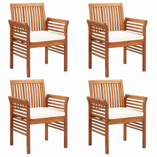 vidaXL ガーデンダイニングチェア クッション付 4点セット アカシア無垢材家具 アウトドア家具 屋外椅子 アウトドアベンチチェア(代引不可)