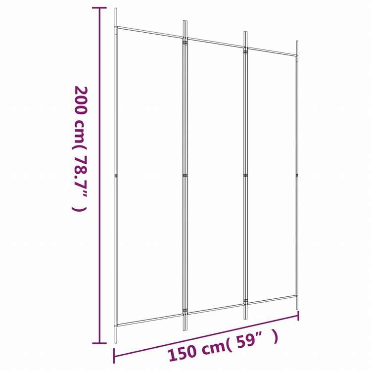 vidaXL 3枚パネル 間仕切り ホワイト 150x200cm 布製家具 間仕切り(代引不可)