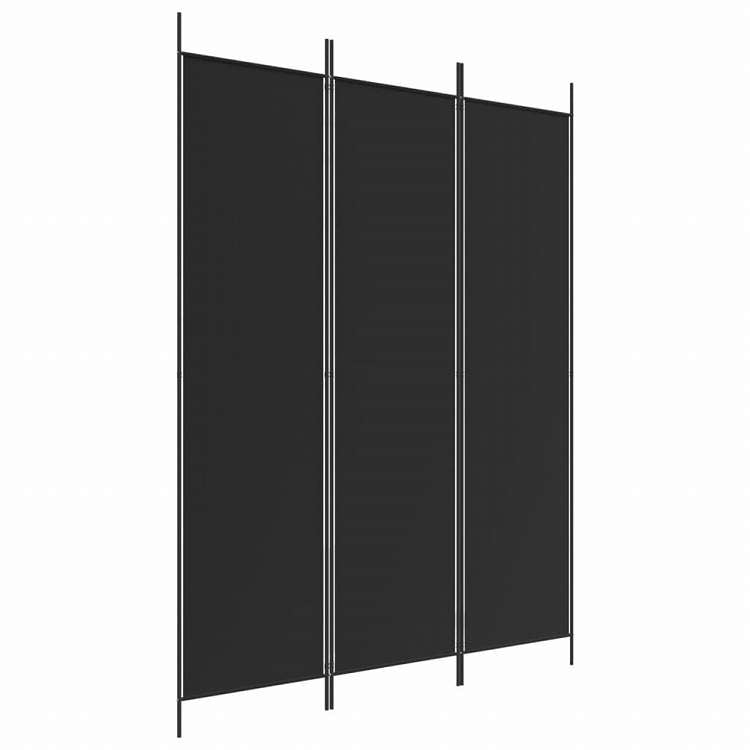 vidaXL 3枚パネル 間仕切り 150x200cm 布製 ブラック家具 間仕切り(代引不可)