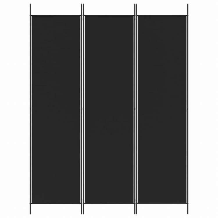 vidaXL 3枚パネル 間仕切り 150x200cm 布製 ブラック家具 間仕切り(代引不可)