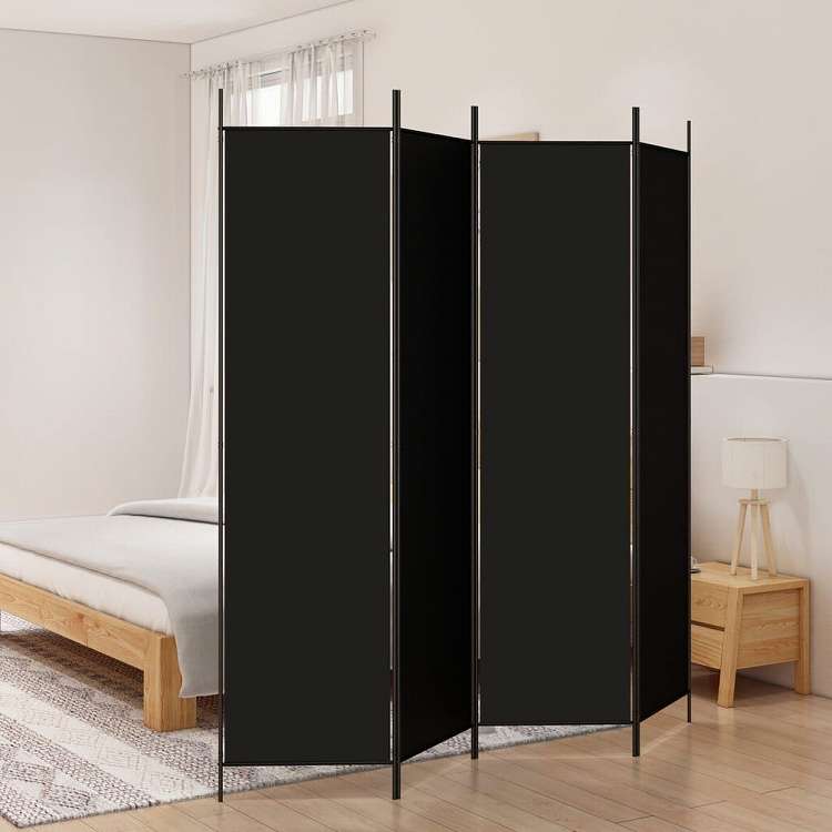 vidaXL 3枚パネル 間仕切り 200x200cm 布製 ブラック家具 間仕切り(代引不可)