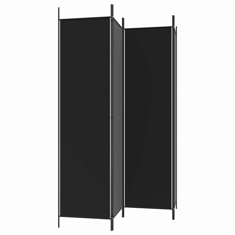 vidaXL 3枚パネル 間仕切り 200x200cm 布製 ブラック家具 間仕切り(代引不可)