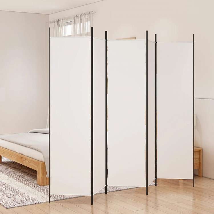 vidaXL 4枚パネル 間仕切り ホワイト 250x200cm 布製家具 間仕切り(代引不可)