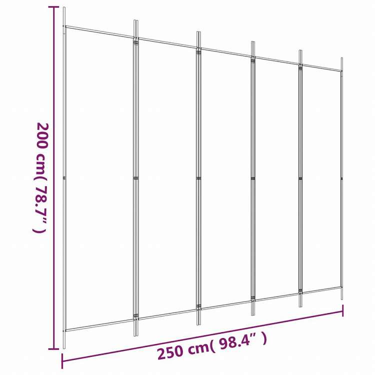 vidaXL 4枚パネル 間仕切り ホワイト 250x200cm 布製家具 間仕切り(代引不可)