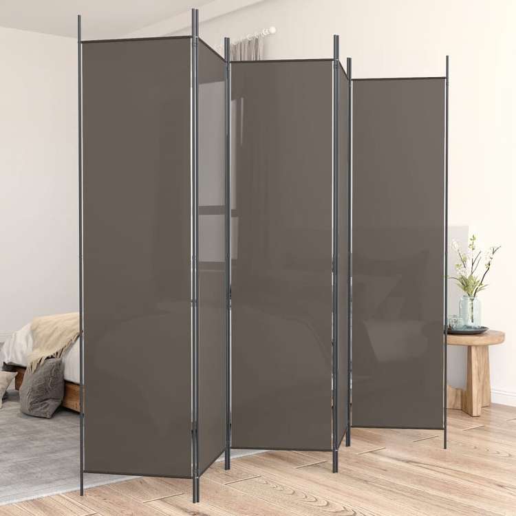 vidaXL 5枚パネル 間仕切り アントラシート 250x200cm 布張り家具 間仕切り(代引不可)