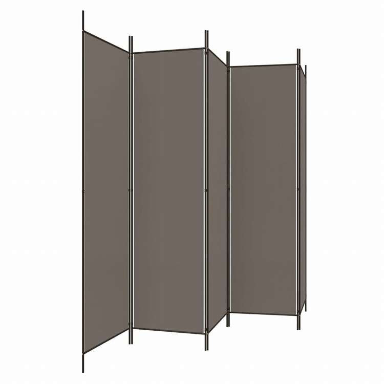 vidaXL 5枚パネル 間仕切り アントラシート 250x200cm 布張り家具 間仕切り(代引不可)