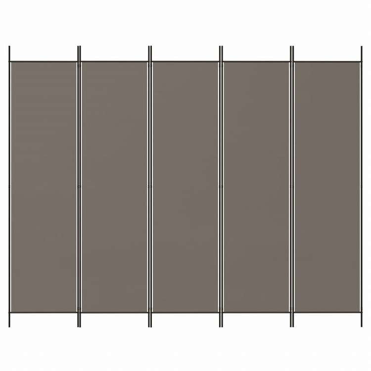 vidaXL 5枚パネル 間仕切り アントラシート 250x200cm 布張り家具 間仕切り(代引不可)
